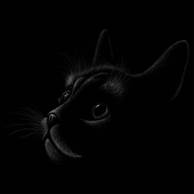 Dövme ya da kumaş tasarımı için kedi logosu, basitçe vektör çizimi  