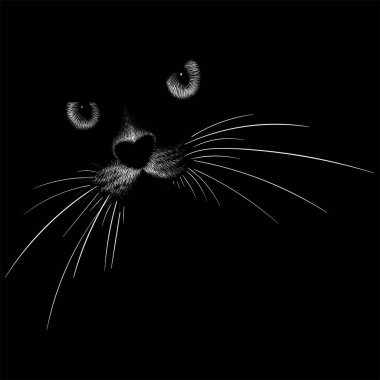 Dövme ya da kumaş tasarımı için kedi logosu, basitçe vektör çizimi  