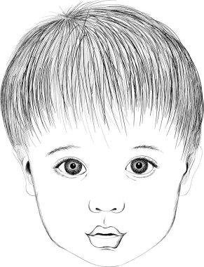 Çocuk başı, basitçe vektör illüstrasyonu  