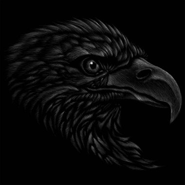 Dövme ya da kumaş tasarımı için kartal logosu, basitçe vektör çizimi  