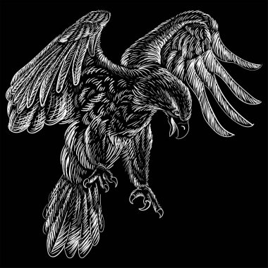 Dövme ya da kumaş tasarımı için kartal logosu, basitçe vektör çizimi  