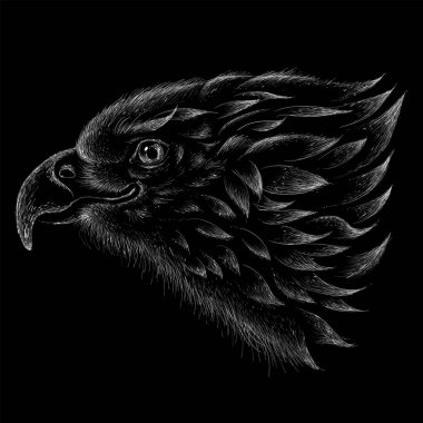 Dövme ya da kumaş tasarımı için kartal logosu, basitçe vektör çizimi  