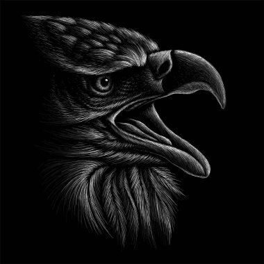 Dövme ya da kumaş tasarımı için kartal logosu, basitçe vektör çizimi  