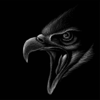 Dövme ya da kumaş tasarımı için kartal logosu, basitçe vektör çizimi  