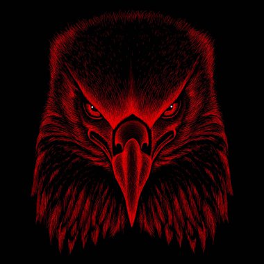 Dövme ya da kumaş tasarımı için kartal logosu, basitçe vektör çizimi  