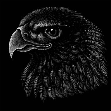 Dövme ya da kumaş tasarımı için kartal logosu, basitçe vektör çizimi  