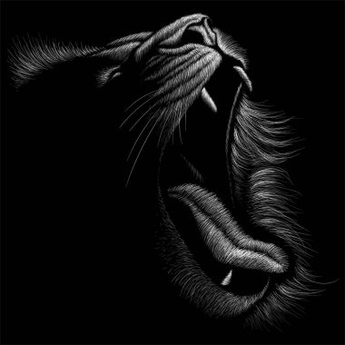 Dövme ya da kumaş tasarımı için aslan logosu, basitçe vektör çizimi  