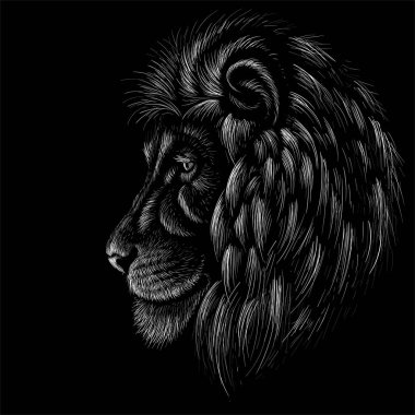 Dövme ya da kumaş tasarımı için aslan logosu, basitçe vektör çizimi  