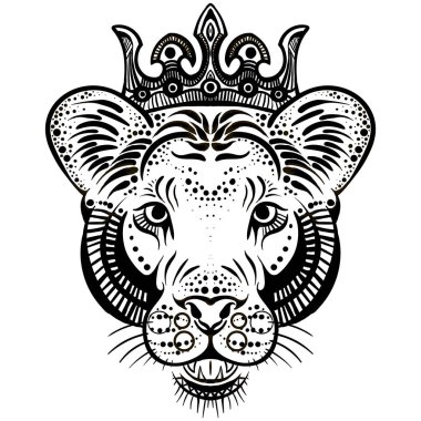 Dövme ya da kumaş tasarımı için aslan logosu, basitçe vektör çizimi  