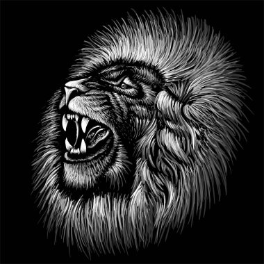 Dövme ya da kumaş tasarımı için aslan logosu, basitçe vektör çizimi  