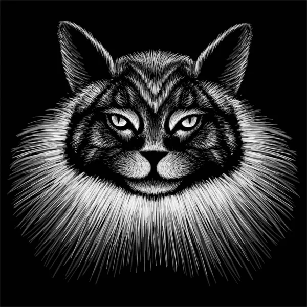 Logotipo Del Gato Para Tatuaje Diseño Tela Ilustración Vectorial Simple — Vector de stock