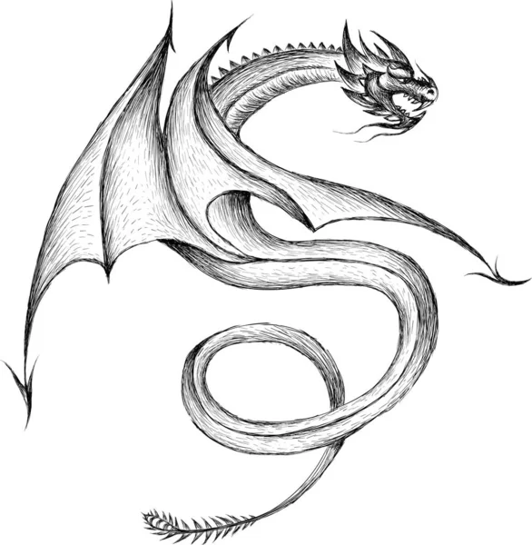 Logotipo Dragão Para Tatuagem Design Pano Simplesmente Ilustração Vetorial —  Vetores de Stock
