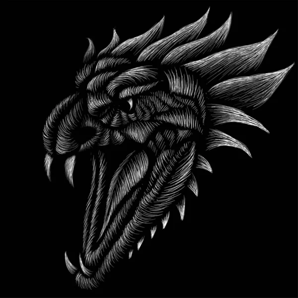 Logo Del Drago Disegno Del Tatuaggio Del Panno Semplicemente Illustrazione — Vettoriale Stock