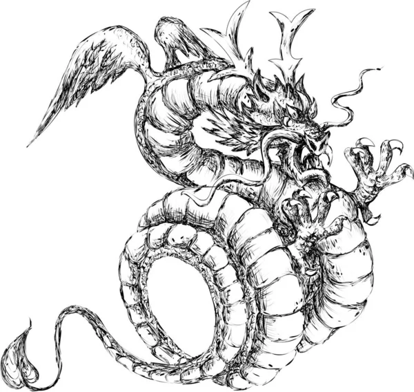Logotipo Del Dragón Para Tatuaje Diseño Tela Simplemente Vector Ilustración — Archivo Imágenes Vectoriales