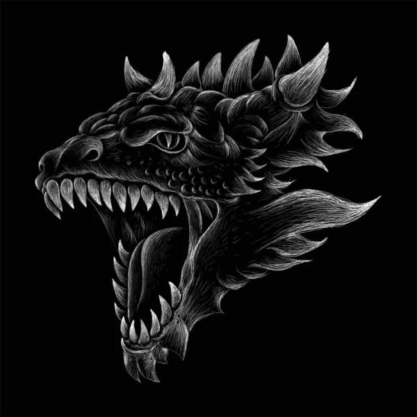 Logo Dragon Pour Tatouage Conception Tissu Illustration Simplement Vectorielle — Image vectorielle