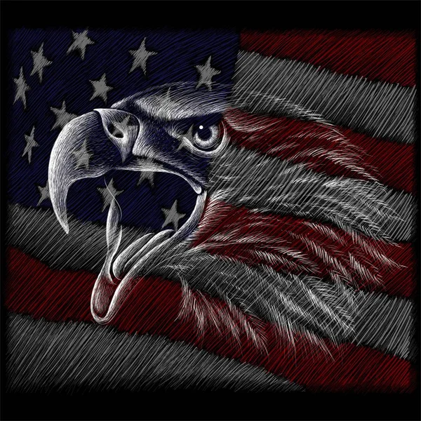 Bendera Amerika Serikat Dan Elang Kebebasan Hanya Gambar Vektor - Stok Vektor