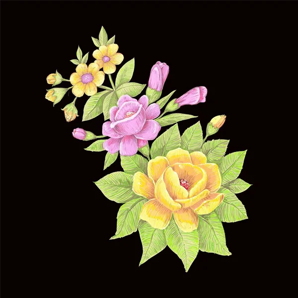 Logotipo Las Flores Para Tatuaje Diseño Tela Simplemente Vector Ilustración — Archivo Imágenes Vectoriales