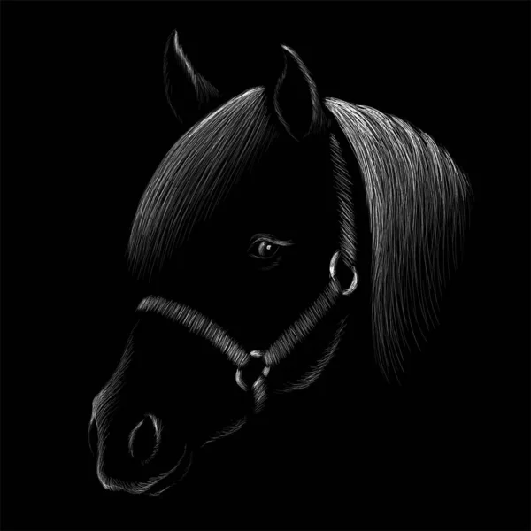 Cavallo Logo Disegno Del Tatuaggio Del Panno Semplicemente Illustrazione Vettoriale — Vettoriale Stock