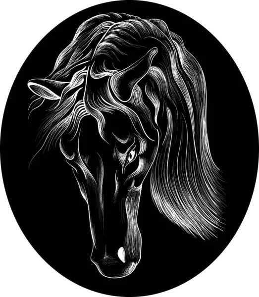 Cavalo Logotipo Para Projeto Tatuagem Pano Ilustração Simplesmente Vetor —  Vetores de Stock