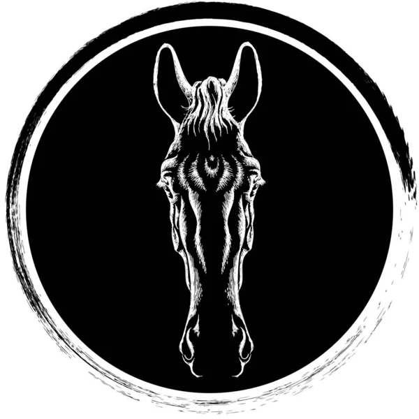 Dövme Kumaş Tasarımı Için Logo Atı Basitçe Vektör Çizimi — Stok Vektör