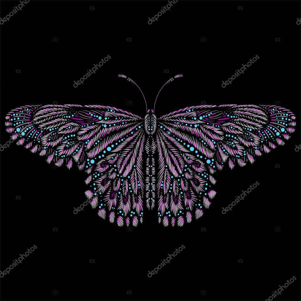 Logo of butterfly for tattoo or cloth design, simply vector illustration