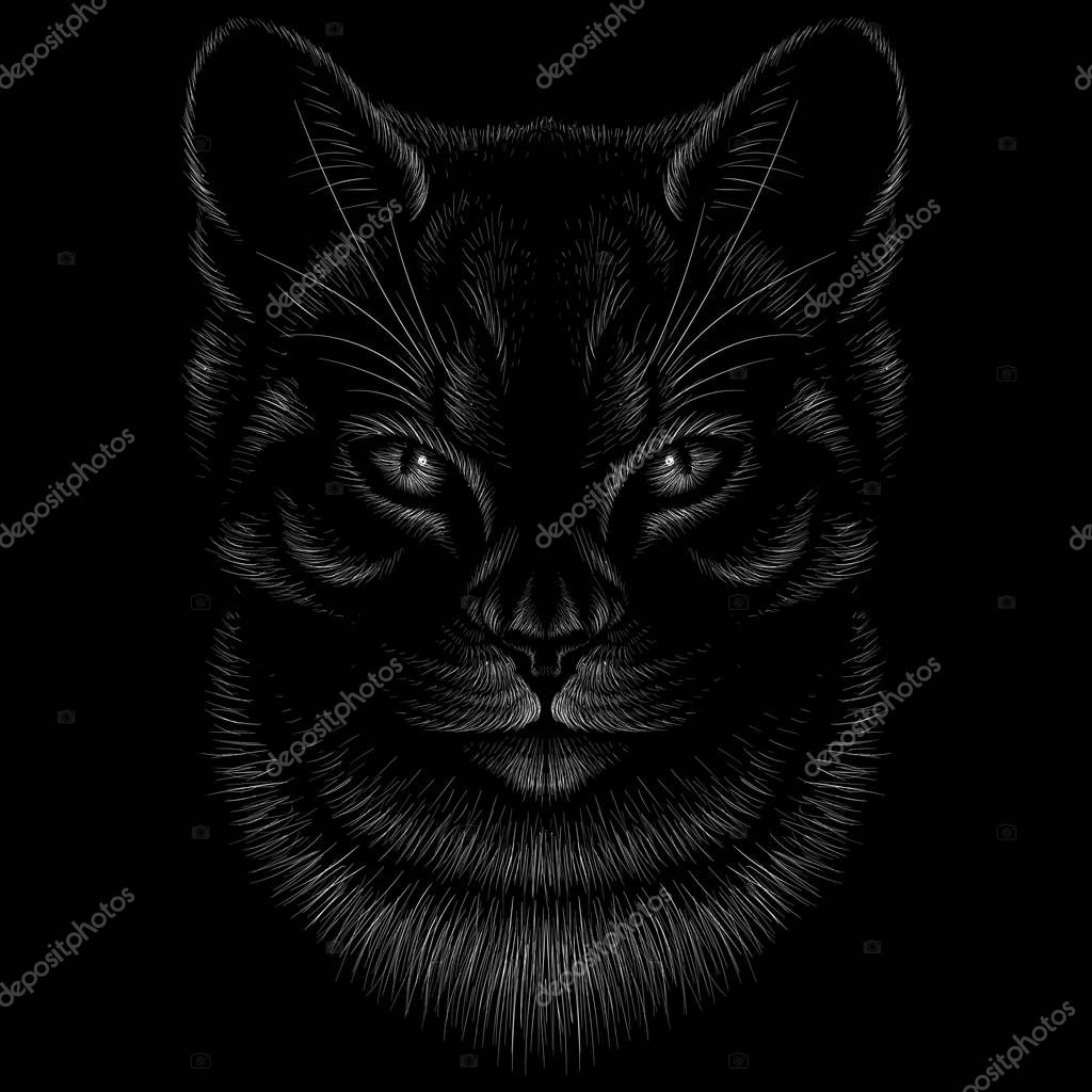 Logo of cat for tattoo or cloth design, simply vector illustration