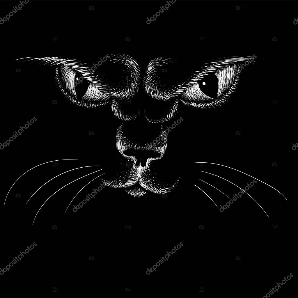 Logo of cat for tattoo or cloth design, simply vector illustration