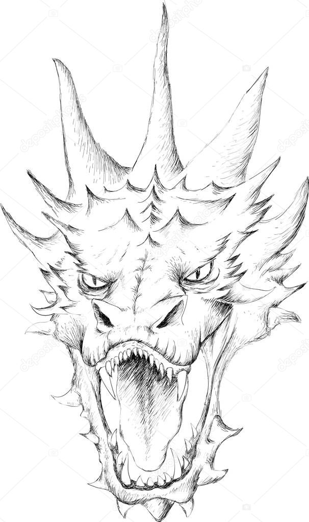 Logo of dragon for tattoo or cloth design, simply vector illustration