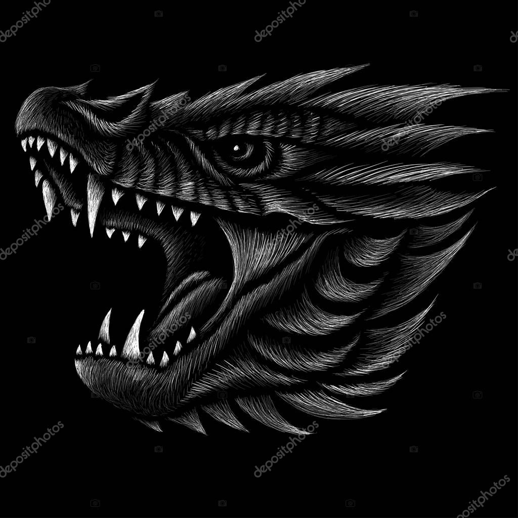 Logo of dragon for tattoo or cloth design, simply vector illustration