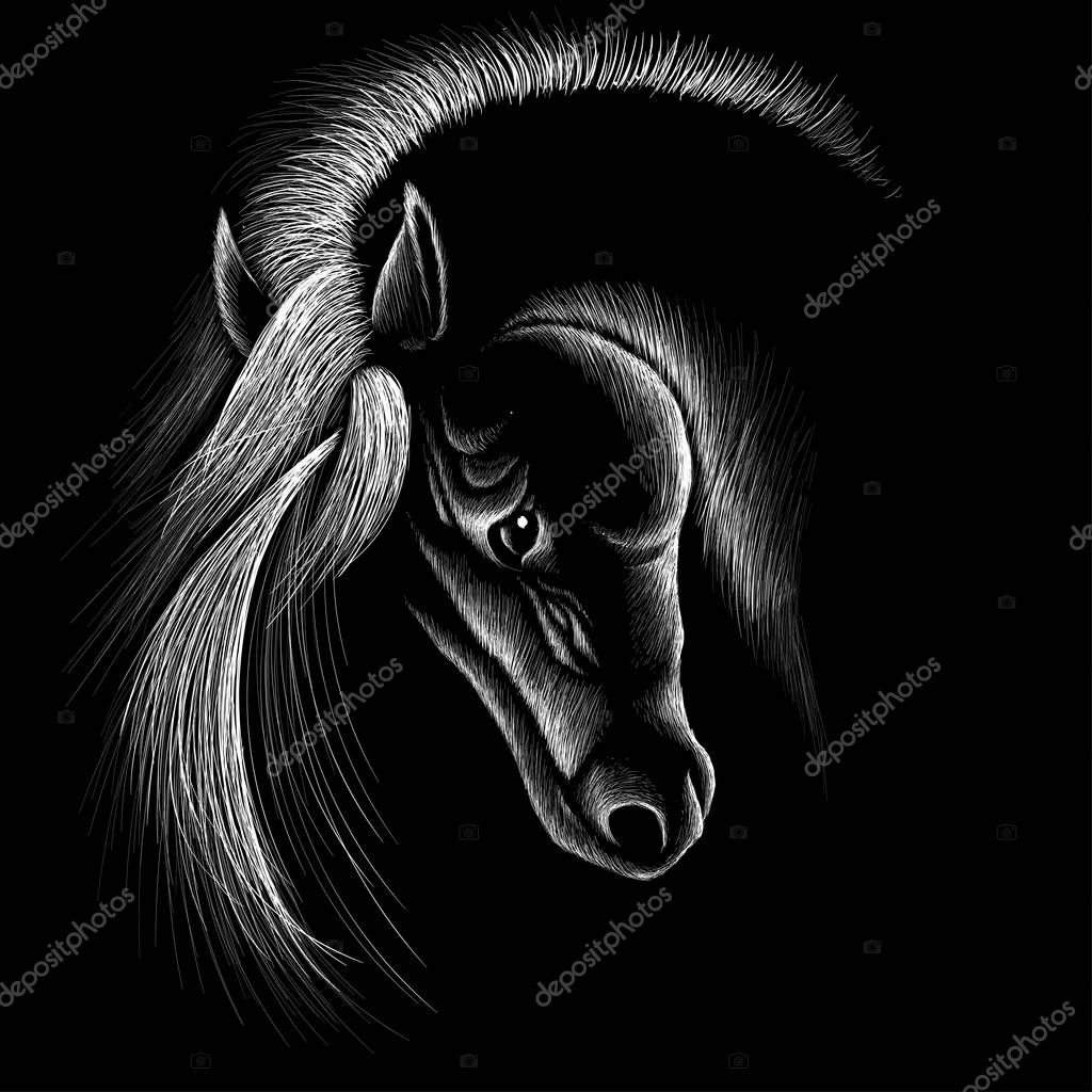 Logo horse for tattoo or cloth design, simply vector illustration
