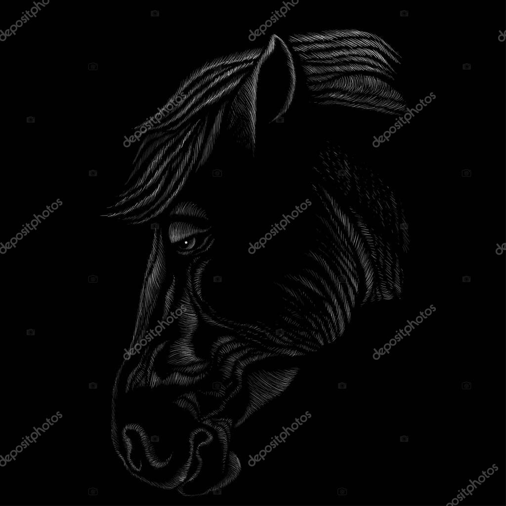 Logo horse for tattoo or cloth design, simply vector illustration