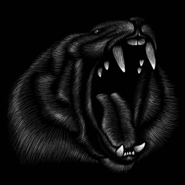 Dövme ya da kumaş tasarımı için kaplan logosu, basitçe vektör çizimi  