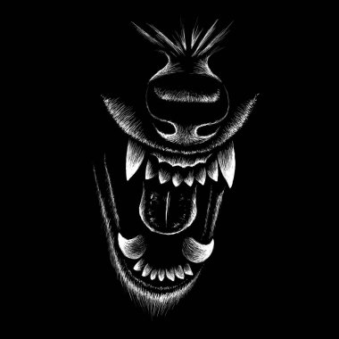 Dövme ya da kumaş tasarımı için köpek ya da kurt logosu, basitçe vektör çizimi  