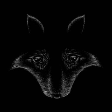 Dövme ya da kumaş tasarımı için köpek ya da kurt logosu, basitçe vektör çizimi  