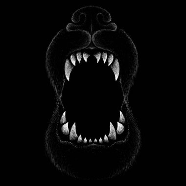 Dövme ya da kumaş tasarımı için köpek ya da kurt logosu, basitçe vektör çizimi  