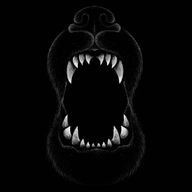 Dövme ya da kumaş tasarımı için köpek ya da kurt logosu, basitçe vektör çizimi  