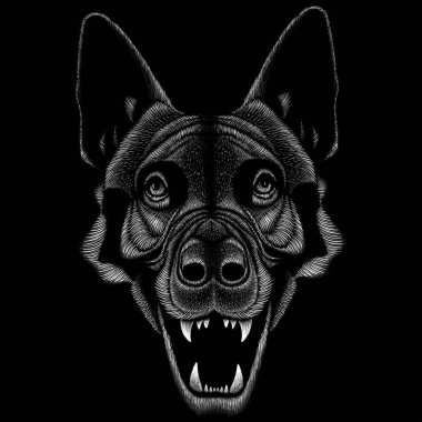 Dövme ya da kumaş tasarımı için köpek ya da kurt logosu, basitçe vektör çizimi  