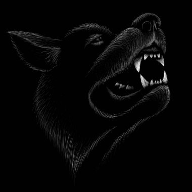 Dövme ya da kumaş tasarımı için köpek ya da kurt logosu, basitçe vektör çizimi  