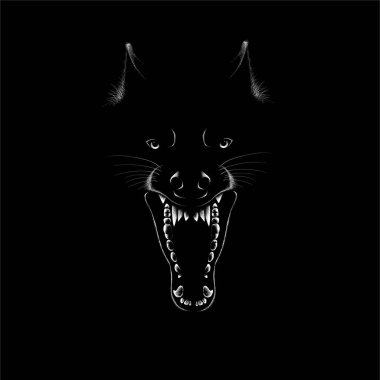 Dövme ya da kumaş tasarımı için köpek ya da kurt logosu, basitçe vektör çizimi  