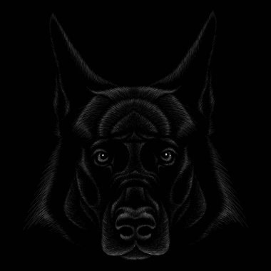 Dövme ya da kumaş tasarımı için köpek ya da kurt logosu, basitçe vektör çizimi  