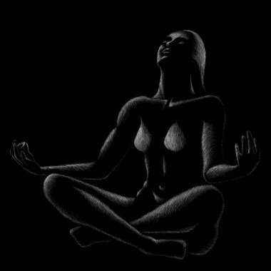Yoga kızı, basit bir vektör çizimi. 