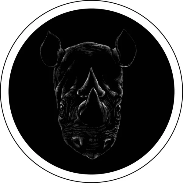 Nosorożec Czarnym Tle Prostu Ilustracja Wektor — Wektor stockowy
