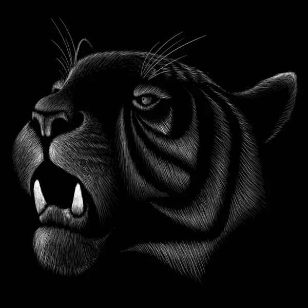 Logotipo Del Tigre Para Tatuaje Diseño Tela Ilustración Vectorial Simple — Vector de stock