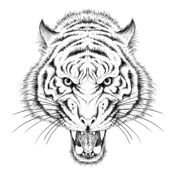 Logotipo Del Tigre Para Tatuaje Diseño Tela Ilustración Vectorial Simple — Archivo Imágenes Vectoriales