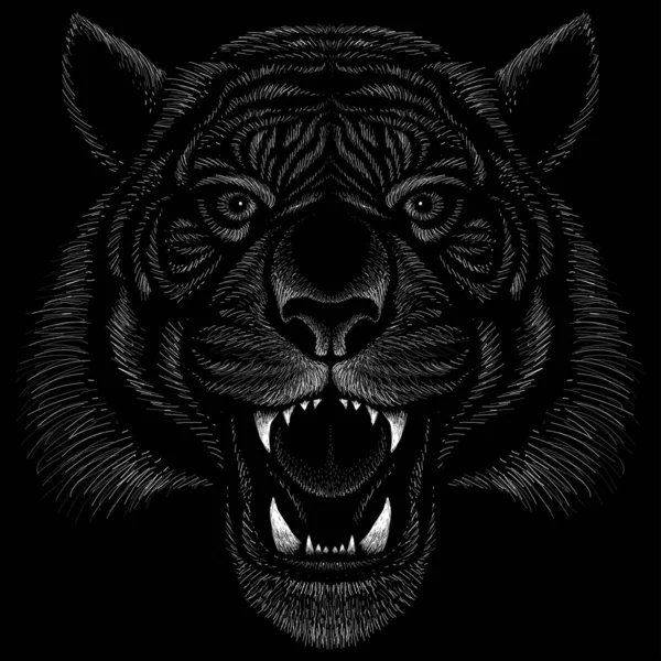 Logo Tygrysa Tatuażu Lub Projektu Tkaniny Prostu Wektor Ilustracji — Wektor stockowy