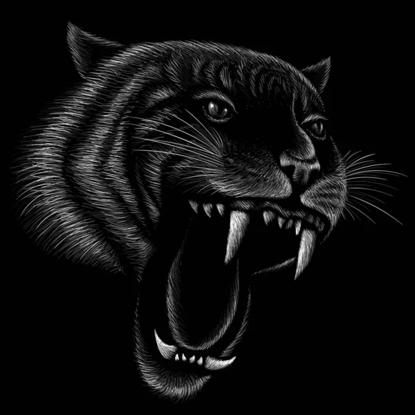 Logo Tygrysa Tatuażu Lub Projektu Tkaniny Prostu Wektor Ilustracji — Wektor stockowy