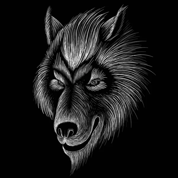 Logotipo Del Perro Lobo Para Tatuaje Diseño Tela Simplemente Vector — Vector de stock