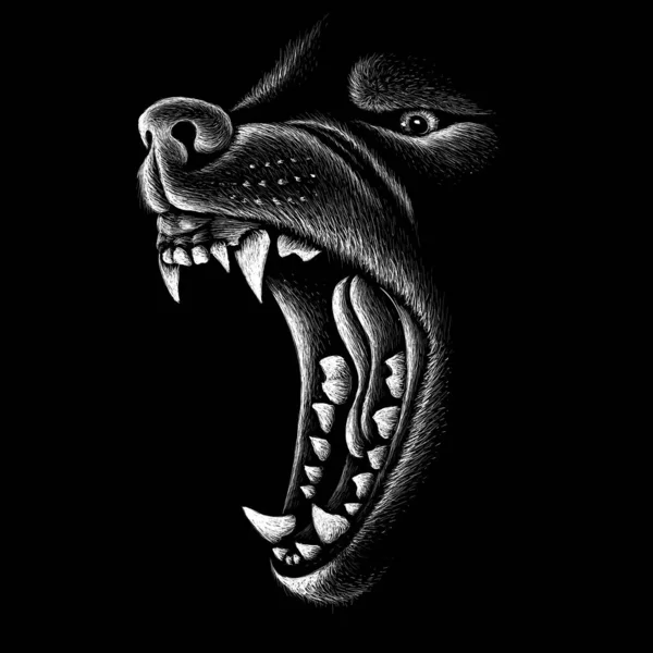 Logotipo Del Perro Lobo Para Tatuaje Diseño Tela Simplemente Vector — Archivo Imágenes Vectoriales