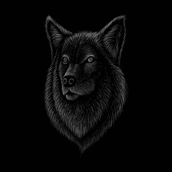 Logotipo Del Perro Lobo Para Tatuaje Diseño Tela Simplemente Vector — Archivo Imágenes Vectoriales