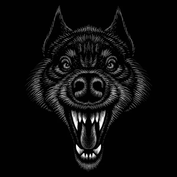 Logotipo Del Perro Lobo Para Tatuaje Diseño Tela Simplemente Vector — Vector de stock